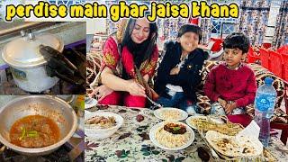 Perdais Main Ghar jaisa khana Maza Aa Giya family vlogs