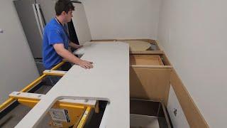 Quartz countertop installation