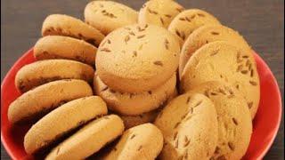 Jeera Biscuits Recipe With Wheat Flour NO OVEN , NO EGG  / Indian Cumin Cookies  / Namkeen Biscuits