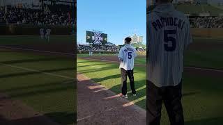 Jeremiah Paprocki announcing Cubs starting lineup from the field 4/26/23