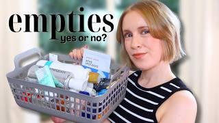 ALL MY BEAUTY EMPTIES ️ 20+ products I've used up - would I repurchase?