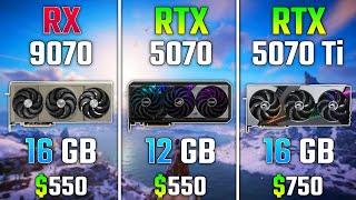 AMD RX 9070 vs RTX 5070 vs RTX 5070 Ti | Test in 7 Games