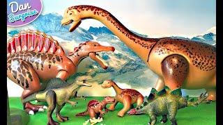 8 Playmobil and Takara Tomy Dinosaurs - Stegosaurus, T-Rex, Spinosaurus, Brachiosaurus, Velociraptor