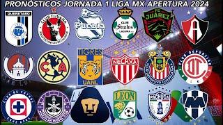 PRONÓSTICOS JORNADA 1 LIGA MX TORNEO APERTURA 2024️