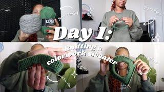 day 1 of knitting a colorwork sweater (halibut sweater) | knit vlog #57