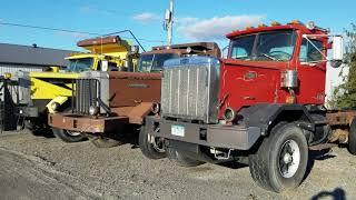 Ancient Autocar trucks and a Cool Caterpillar dozer (walk around)