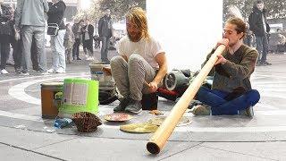 Street Drummer and Didgeridoo duet