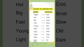 Learn 10 Antonyms of Everyday Words in English