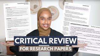 How To Write A Critical Essay | Critique A Research Paper Template