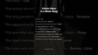 Astrology | zodiac Signs in Mafia Gang