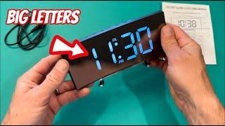 Digital Alarm Clock, Mirror Surface with Adjustable Brightness LED Curved Screen