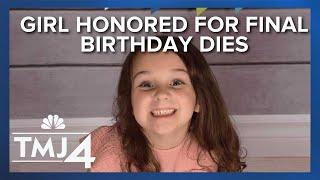 Girl with cancer who community threw final birthday for dies at age 5