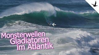 Monsterwellen Surfer vor Portugal in Nazaré Reisebericht zu den Riesenwellen im Atlantik