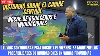 DISTURBIO GENERANDO AGUACEROS EN EL CARIBE CENTRAL. SEGUIRAN LAS LLUVIAS ESTA NOCHE Y EL VIERNES.