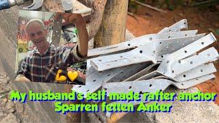 he made Rafter anchors for new roofing ,Sparren fetten Anker #germantechno #handwerk