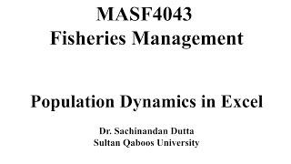 Population Dynamics in Excel