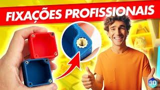 Como criar FIXAÇÕES PROFISSIONAIS na sua impressão 3D (insertos, porcas, parafusos)