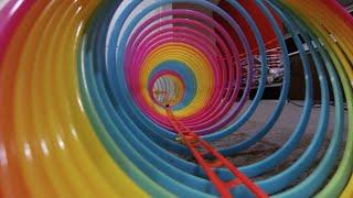 Marble Run through a Giant Slinky