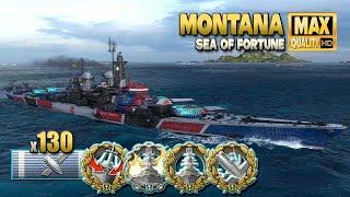 El acorazado Montana en el mapa Sea of ​​Fortune - World of Warships