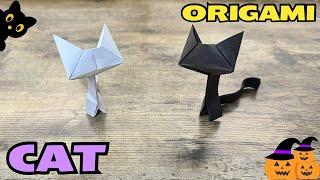 ORIGAMI BLACK CAT SPOOKY HALLOWEEN TUTORIAL | DIY ORIGAMI HALLOWEEN CAT STEP BY STEP EASY TUTORIAL