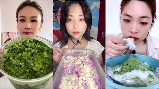 ASMR ICE EATING with MATCHA and MILK POWDER