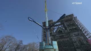 Domkyrkan lyft a södra torntaket 20220323. Lund Cathedral lift of south tower roof