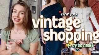 VINTAGE SHOPPING in NYC  (+ try on haul ) | thrift vlog 46