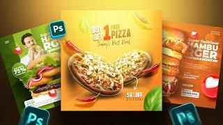 Create Fast Food social media post design | Photoshop Tutorial