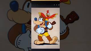 Drawing Banjo Kazooie as a 1930s rubberhose cartoon style character #cuphead #drawingtutorial