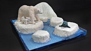 Hungry Polar Bears & Seal on Iceberg Diorama DIY