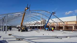 Losberger structure - Raising a 30m Arcum arch on a clearspan tent structure