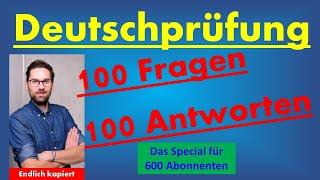 Deutschprüfung | 100 wichtige Fragen + alle Antworten | Deutsch üben | Deutsch lernen