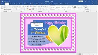 How to Make a happy birthday Invitation Card With Mail Merge in a Microsoft Word Document