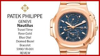 ▶ Patek Philippe Nautilus Travel Time Rose Gold 40.5mm Blue Dial Gold Bracelet 5990/1R-001 - REVIEW