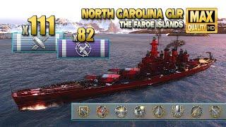 Battleship "North Carolina CLR" on map "The Faroe Islands" - World of Warships