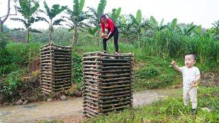 Building bamboo bridge across stream during flood season: Make bridge piers out of stone and bamboo