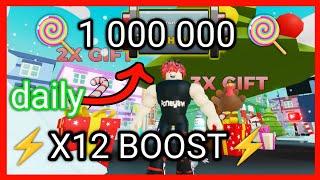 FASTEST WAY TO GET CANDY FOR X12 BOOST ON STRONGMAN SIMULATOR ROBLOX BY PONEYSTRONGMANBOSS