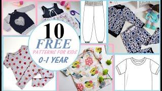 10 FREE (tried and trusted) sewing patterns for kids ages 0-1year!