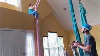 Middle Child Problems‍️: Dad gets her down and says he’s also taking the aerial silks down…