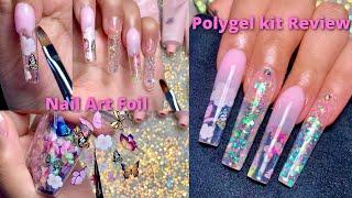 SUMMER POLYGEL NAILS FOIL NAILS NEW POLYGEL KIT REVIEW | NAIL TUTORIAL