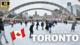  Walking Through Downtown Toronto in Winter | Real Sounds | -15°C | 4K Tour