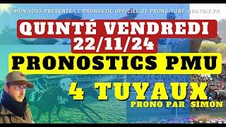 Pronostic Quinté du Vendredi 22/11/2024 : Pronostics PMU, 4 Tuyaux, Bases Solides et Tocard du jour