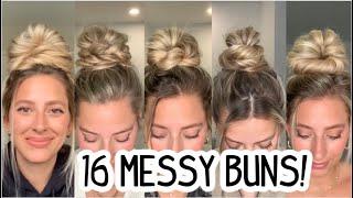 HOW TO: 16 EASY MESSY BUNS! Medium & Long Hairstyles | Summer Hairstyles