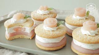 쿠키 속에 들어간 찹쌀떡 복숭아 모찌 크림 샌드 쿠키 만들기 | Peach Rice Cake Cream Sandwich Cookies Recipe | Cooking tree