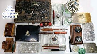 My Entire Collection of Vintage & Antique Art Supplies!