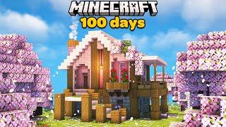 I Spent 100 Days Building a Cherry Blossom House in Minecraft Hardcore