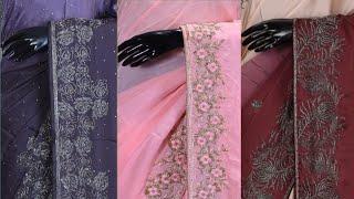 Beautiful hand embroidery sarees, Latest saree designs for bead work//Sarees hand embroidery designs