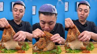 ASMR QINGSHUI MONEY BELLY WITH SPICY GARLIC SAUCE EATING