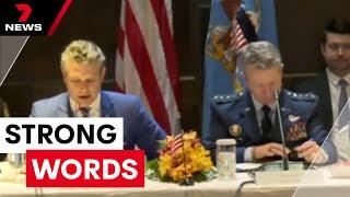 Chilling warning from Donald Trump's defence boss | 7NEWS