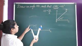 Draw 45° using a compass |Quick learning of Mathematics basic | easy to understand angle basics